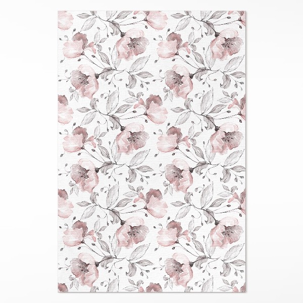 Tapis vinyle Belles fleurs et plantes peintes à l'aquarelle