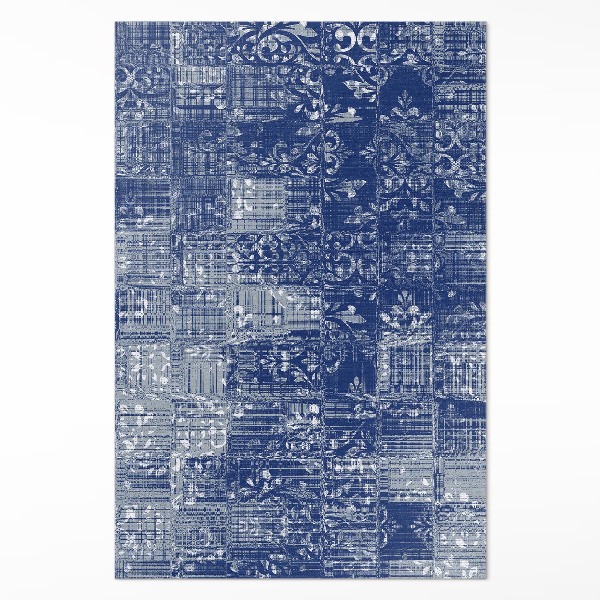 Tapis vinyle rectangulaire Carreaux imitation tissu chaotique