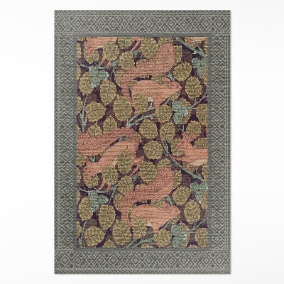 Tapis vinyle rectangulaire Illustration d'écureuils et de feuilles de noyer