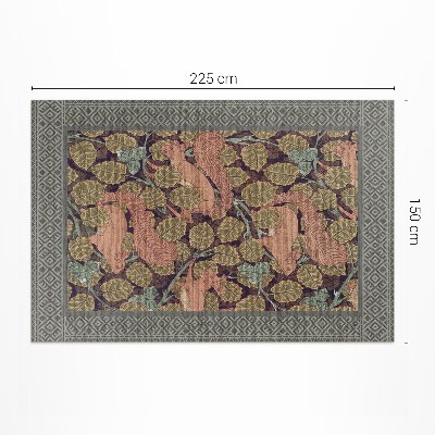 Tapis vinyle rectangulaire Illustration d'écureuils et de feuilles de noyer