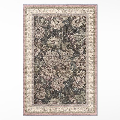 Tapis vinyle rectangulaire Fleurs à l'ancienne, tissu imitation