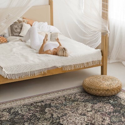 Tapis vinyle rectangulaire Fleurs à l'ancienne, tissu imitation