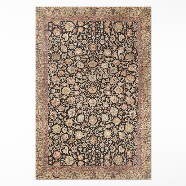 Tapis vinyle rectangulaire Fleurs de pivoine dans un style vintage ancien