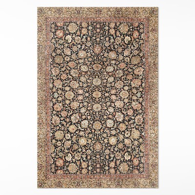 Tapis vinyle rectangulaire Fleurs de pivoine dans un style vintage ancien