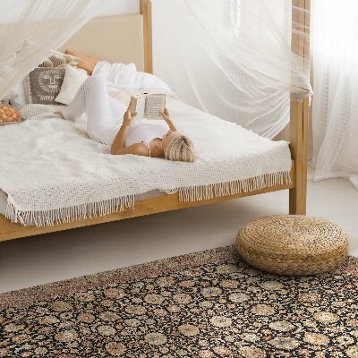 Tapis vinyle rectangulaire Fleurs de pivoine dans un style vintage ancien