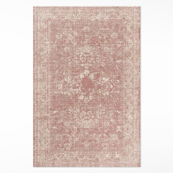 Tapis vinyle rectangulaire Motif floral vintage vieilli rose poudré