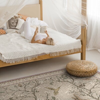 Tapis vinyle rectangulaire Fond floral délicat avec des oiseaux