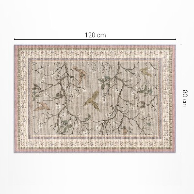 Tapis vinyle rectangulaire Fond floral délicat avec des oiseaux