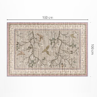 Tapis vinyle rectangulaire Fond floral délicat avec des oiseaux