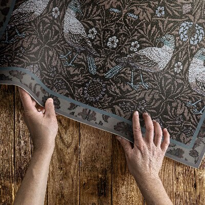 Tapis vinyle Ornement gothique à motifs d'oiseaux et de plantes