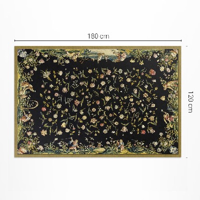 Tapis vinyle rectangulaire Flore dispersée petites fleurs vintage