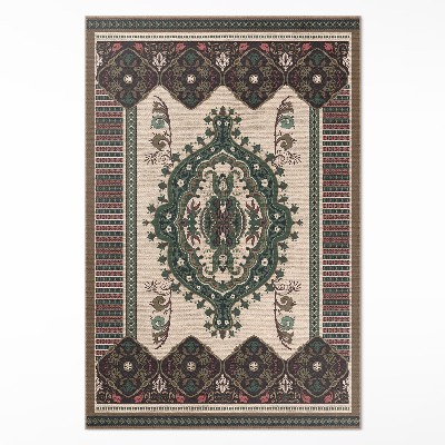 Tapis vinyle rectangulaire Vert géométrique coloré