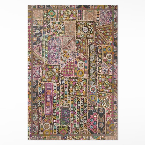 Tapis vinyle rectangulaire Motif patchwork ethnique rétro