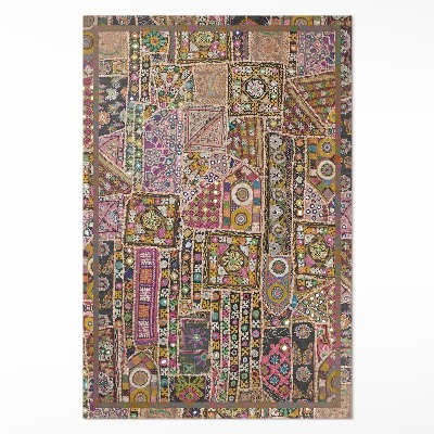Tapis vinyle rectangulaire Motif patchwork ethnique rétro