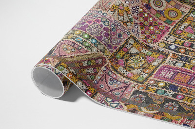 Tapis vinyle rectangulaire Motif patchwork ethnique rétro