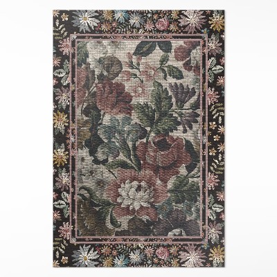 Tapis vinyle rectangulaire Fleurs sauvages aux couleurs pâles vintage