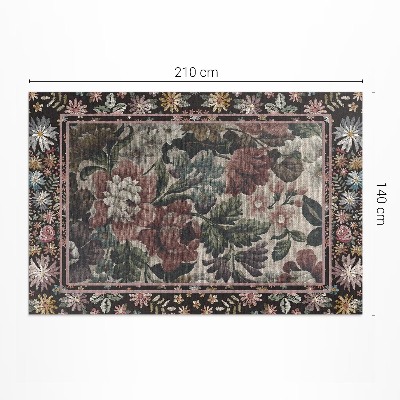 Tapis vinyle rectangulaire Fleurs sauvages aux couleurs pâles vintage