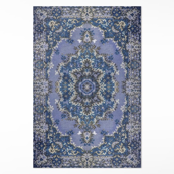 Tapis vinyle rectangulaire Bleu traditionnel du Moyen-Orient
