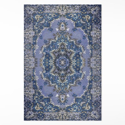 Tapis vinyle rectangulaire Bleu traditionnel du Moyen-Orient
