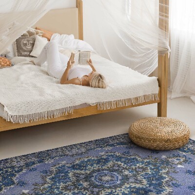 Tapis vinyle rectangulaire Bleu traditionnel du Moyen-Orient