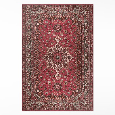 Tapis vinyle Motif persan rouge à fleurs anciennes