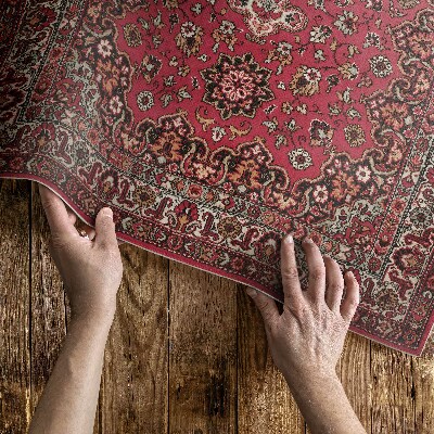 Tapis vinyle Motif persan rouge à fleurs anciennes