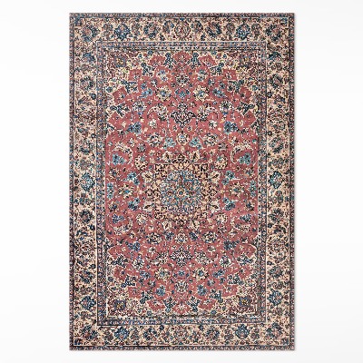 Tapis vinyle rectangulaire Rouge traditionnel du Moyen-Orient