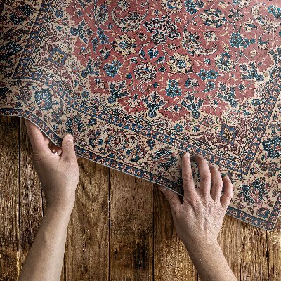 Tapis vinyle rectangulaire Rouge traditionnel du Moyen-Orient