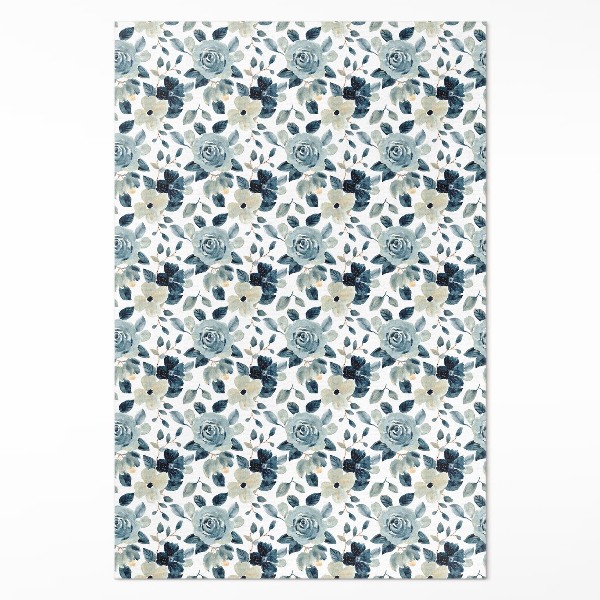 Tapis vinyle rectangulaire Motif floral régulier de fleurs peintes