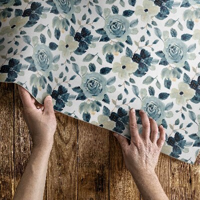 Tapis vinyle rectangulaire Motif floral régulier de fleurs peintes