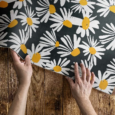 Tapis vinyle rectangulaire Marguerites peintes, fleurs sauvages