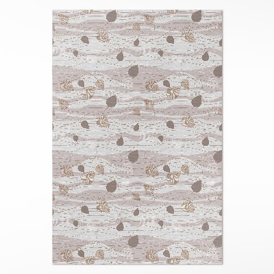 Tapis vinyle Illustration de feuilles bohèmes sur fond de vagues