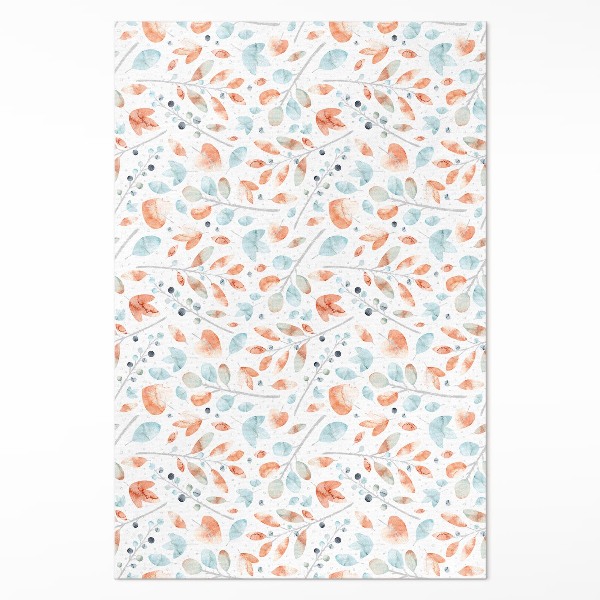 Tapis vinyle rectangulaire Aquarelle de brindilles et de feuilles bohèmes
