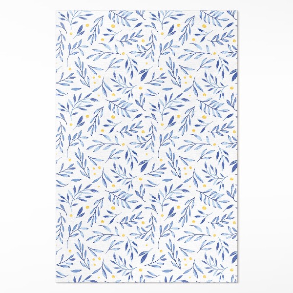 Tapis vinyle rectangulaire Aquarelle brindilles feuilles points bohème