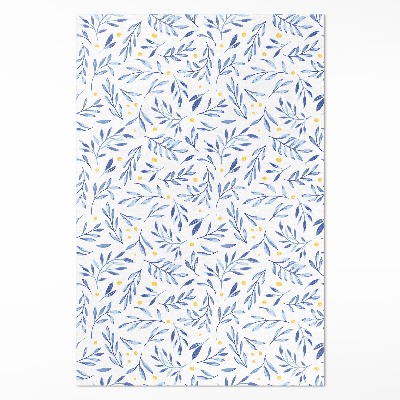 Tapis vinyle rectangulaire Aquarelle brindilles feuilles points bohème