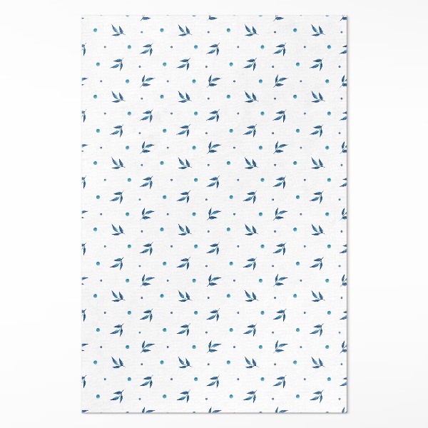 Tapis vinyle rectangulaire Aquarelle bohème à petites feuilles et points