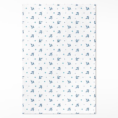 Tapis vinyle rectangulaire Aquarelle bohème à petites feuilles et points