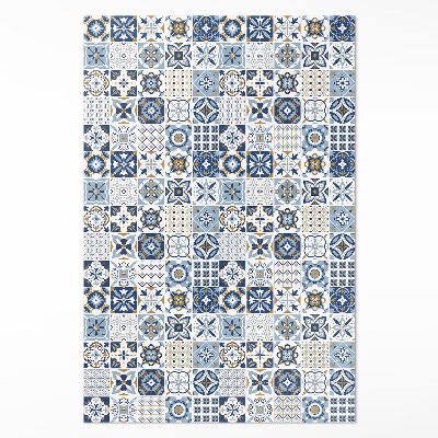 Tapis vinyle rectangulaire Carreaux décoratifs bleus en mosaïque grecque