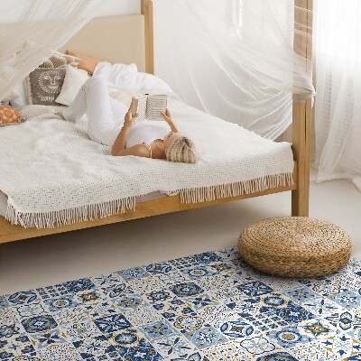 Tapis vinyle rectangulaire Carreaux décoratifs bleus en mosaïque grecque