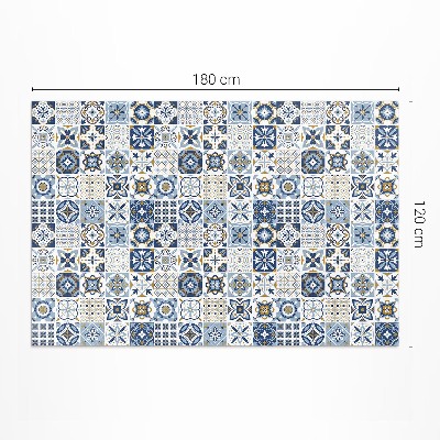 Tapis vinyle rectangulaire Carreaux décoratifs bleus en mosaïque grecque
