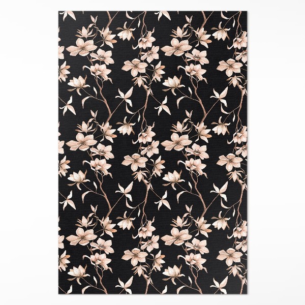 Tapis vinyle rectangulaire Fleurs lumineuses sur les branches, motif vintage