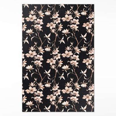 Tapis vinyle rectangulaire Fleurs lumineuses sur les branches, motif vintage
