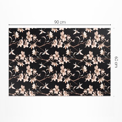 Tapis vinyle rectangulaire Fleurs lumineuses sur les branches, motif vintage