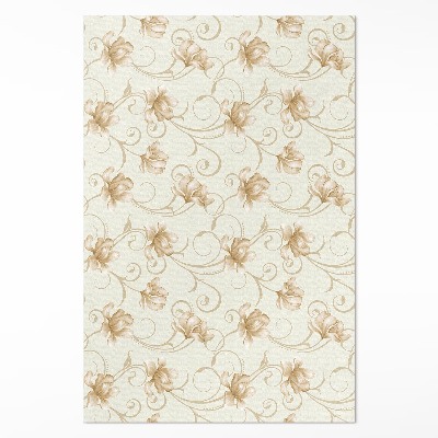 Tapis vinyle rectangulaire Belles fleurs de plantes dans un style ornemental