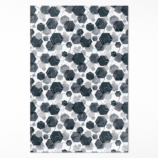 Tapis vinyle rectangulaire Aquarelle et hexagones linéaires