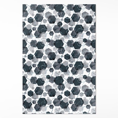 Tapis vinyle rectangulaire Aquarelle et hexagones linéaires