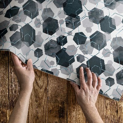 Tapis vinyle rectangulaire Aquarelle et hexagones linéaires