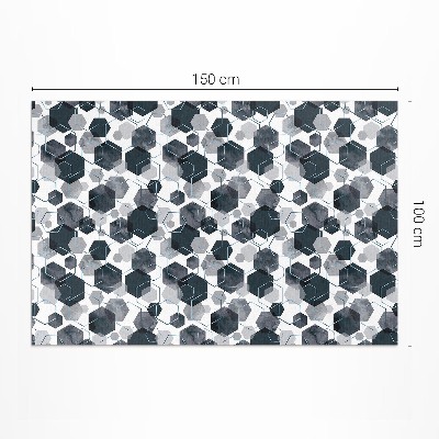Tapis vinyle rectangulaire Aquarelle et hexagones linéaires
