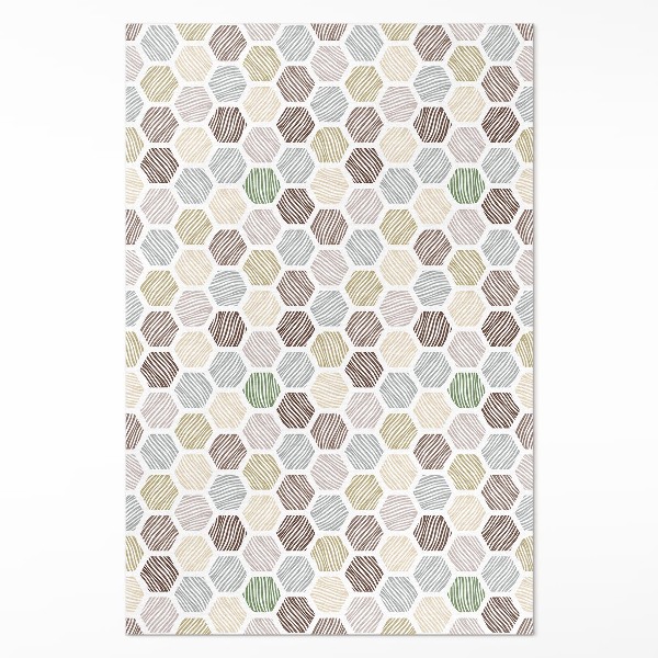 Tapis vinyle Hexagones à motifs aux couleurs pastel bohèmes