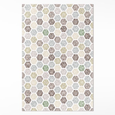 Tapis vinyle Hexagones à motifs aux couleurs pastel bohèmes